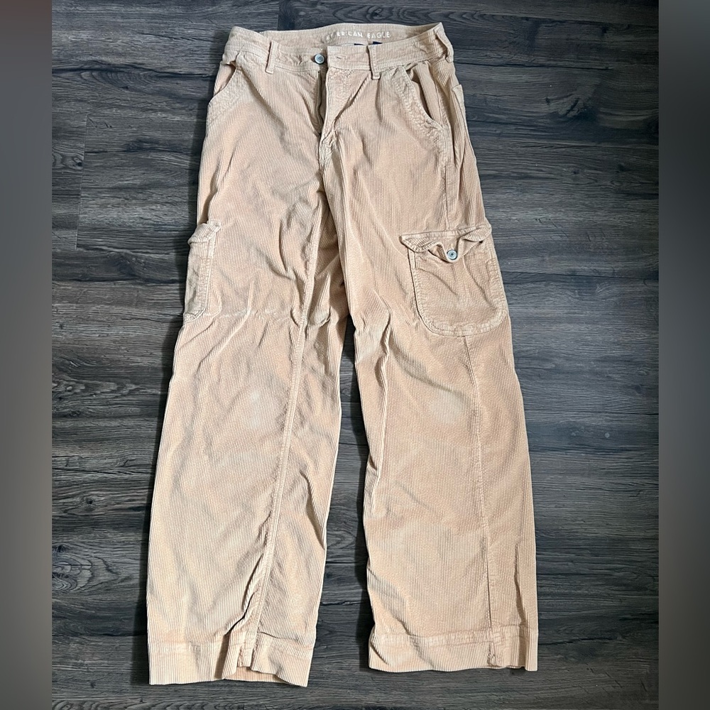 Mustard American Eagle cargo corduroy pants